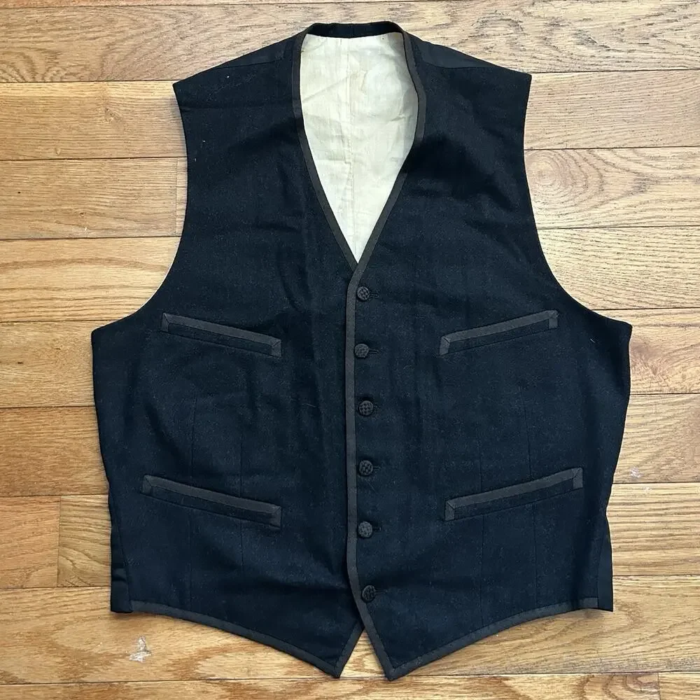 Vintage 1948 Morning Suit 40s Bespoke Wool Coat And Vest Set Single Button Small